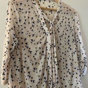 Siren Lily Blue and White Bird Print Fabric